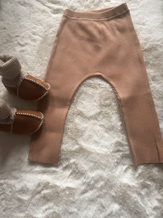 Coffee Brown Ribbed Leggings